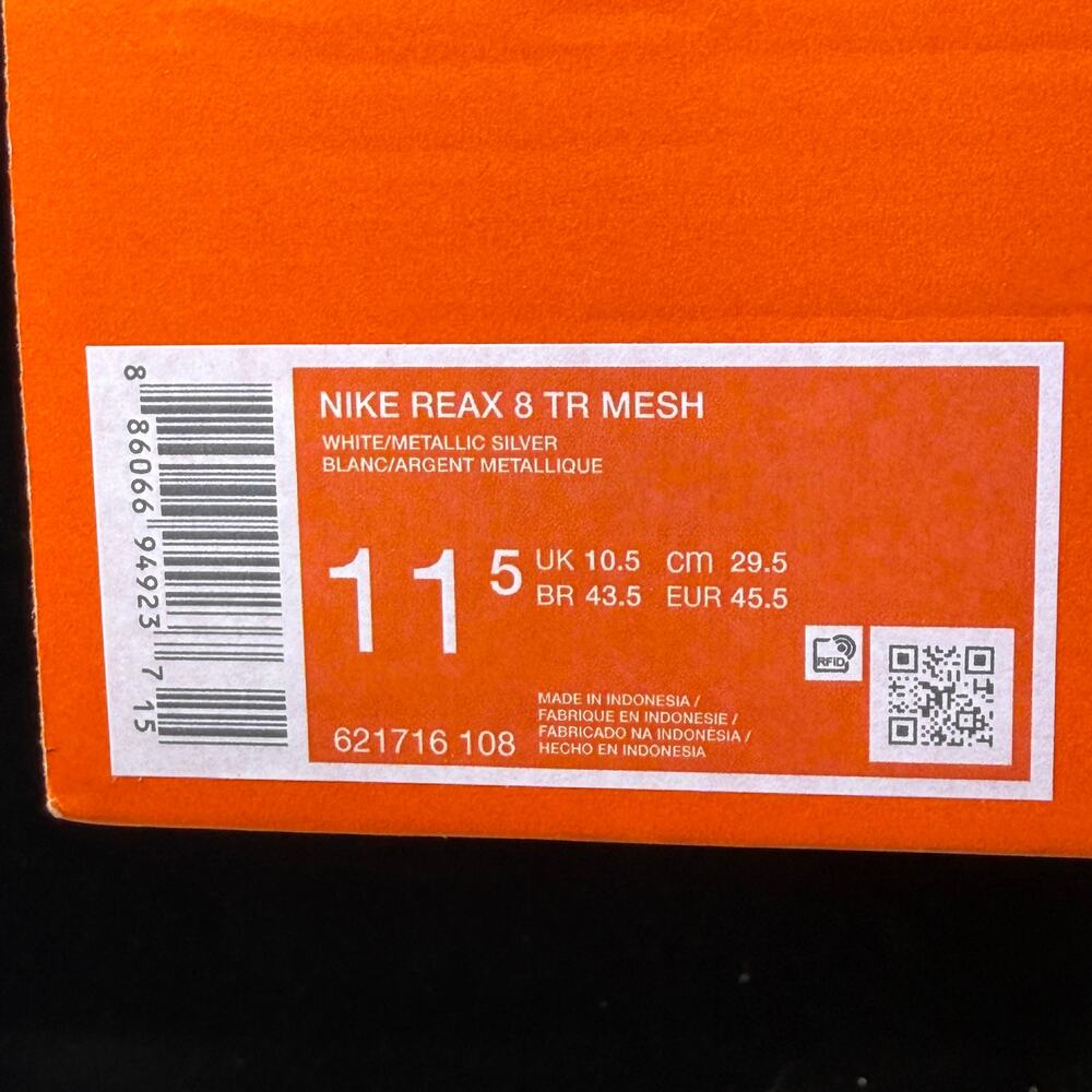 Nike REAX 8 TR Mesh Pure Platinum Size 11.5 Men's Running Shoes 621716-108 White - Picture 10 of 10